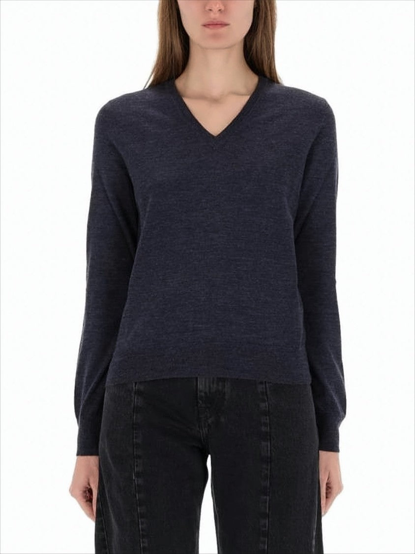 Maison Margiela Relaxed-Fit V-Neck Sweater With Subtle Stitching Details