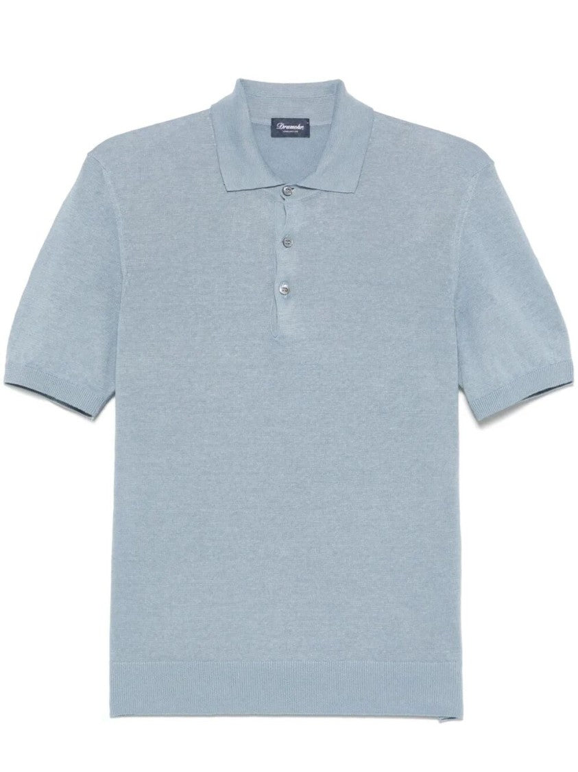 Drumohr Short Sleeve Linen Blend Polo