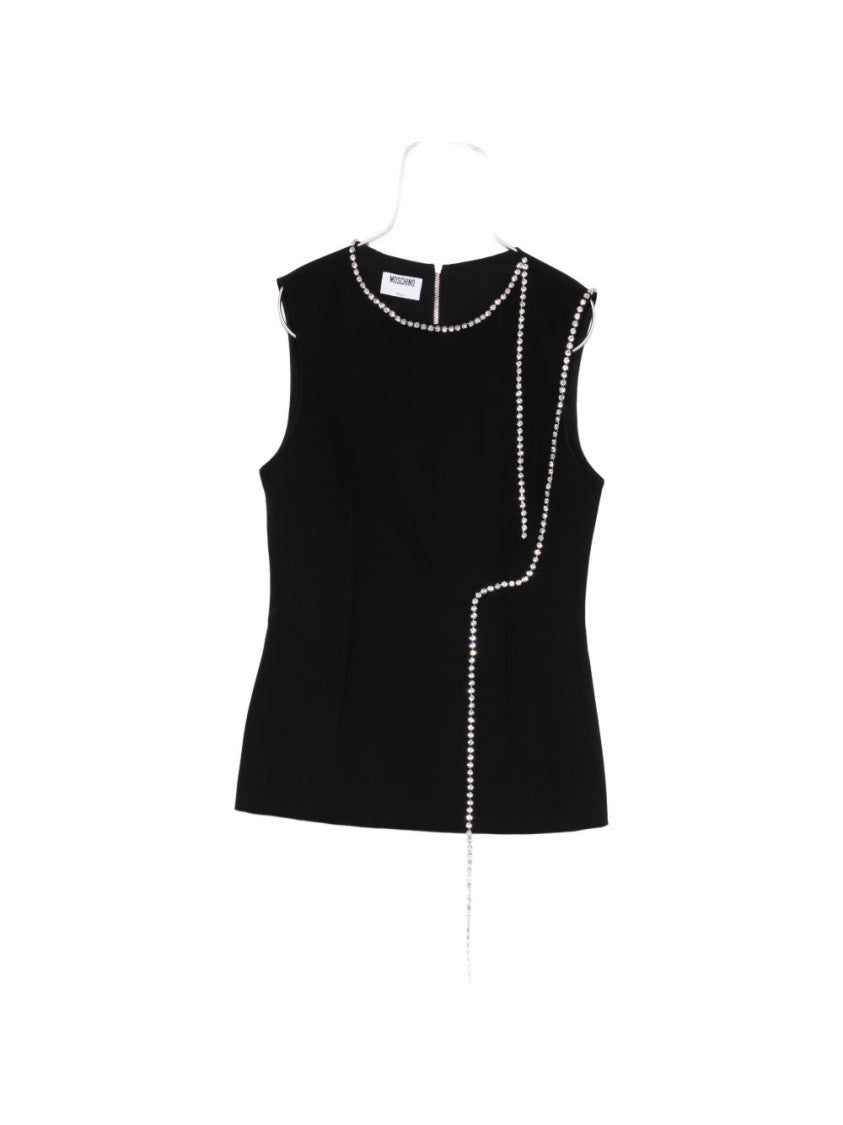 Moschino Black Silk And Nylon Knit Top