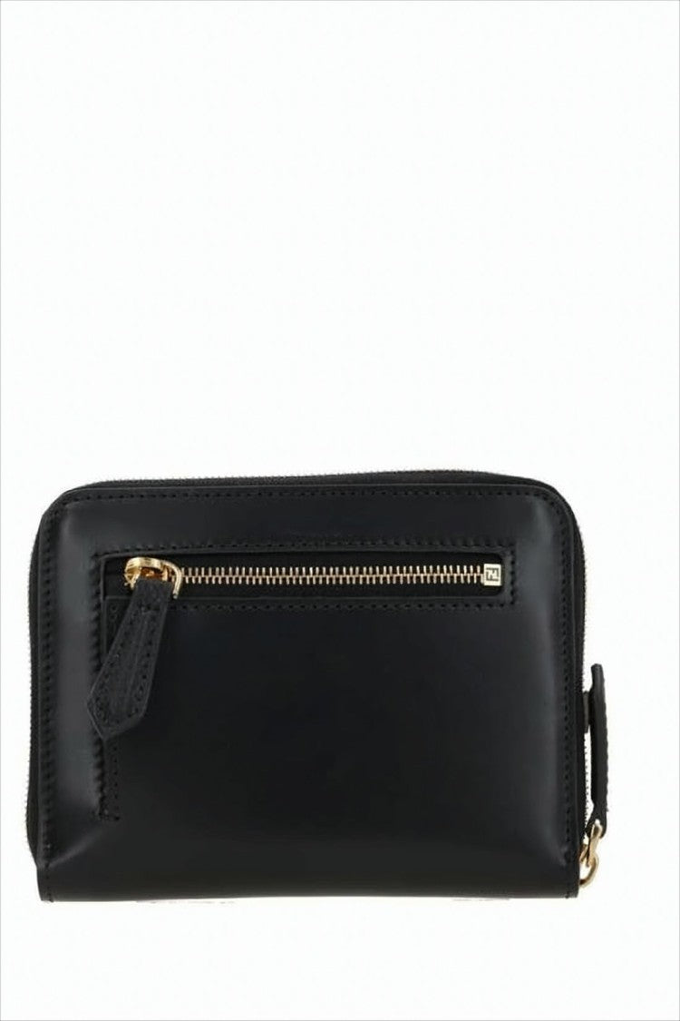 Fendi Sleek Rectangular Black Calf Leather Wallet With Zip-Around Closure