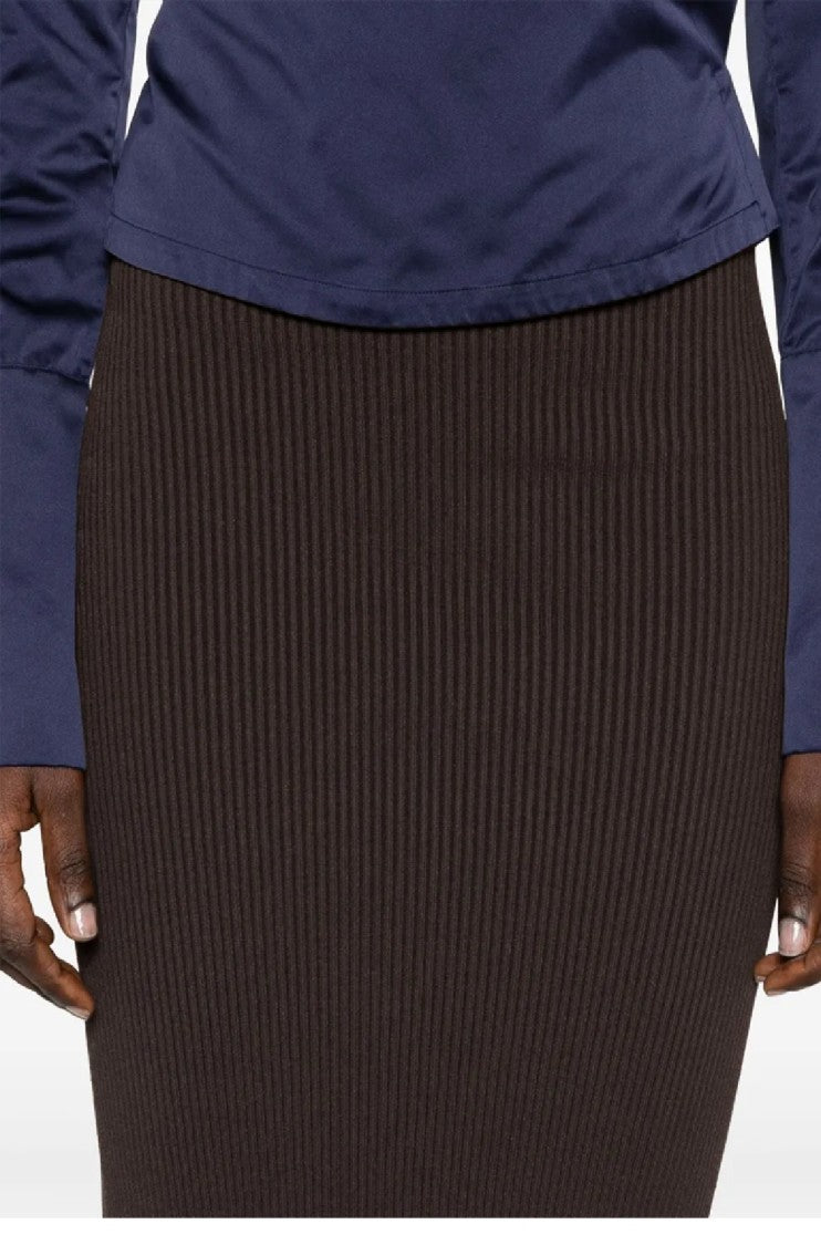 Max Mara Ribbed Maxi Skirt With Fitted Silhouette