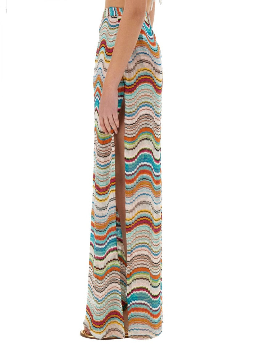 Missoni Knit Cover-Up Pants With Lamé Wave Pattern