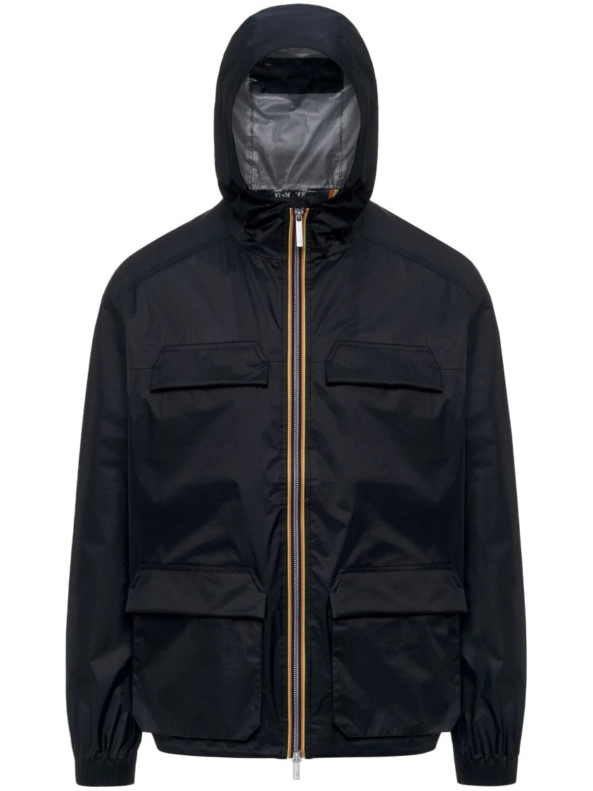 K-Way Lightweight Multi-Pocket Jacket With Hood And Zipper Closure