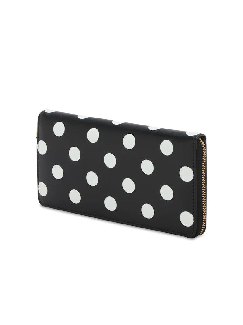 Wallet Cdg Women's Zip Wallet With Black Polka Dots