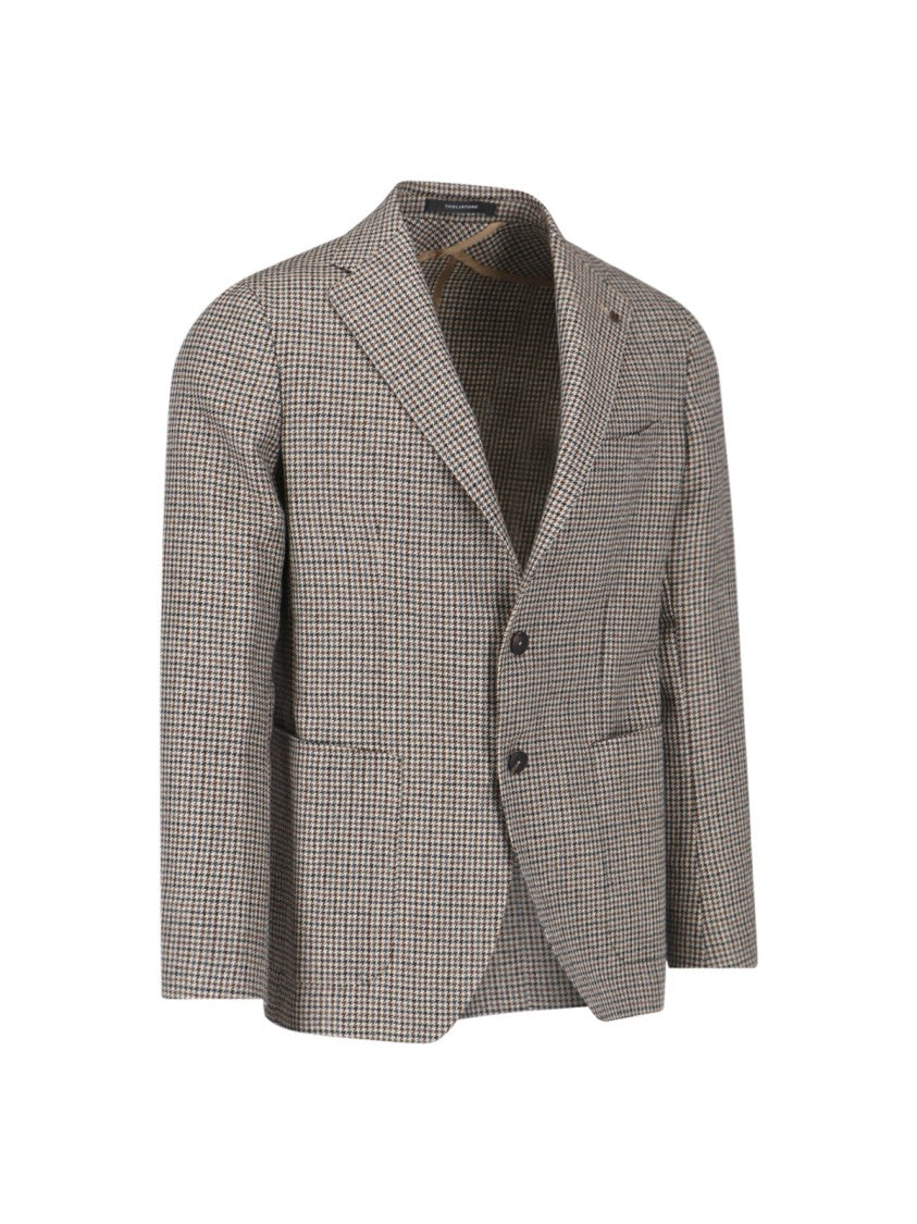 Tagliatore Brown Houndstooth Blazer