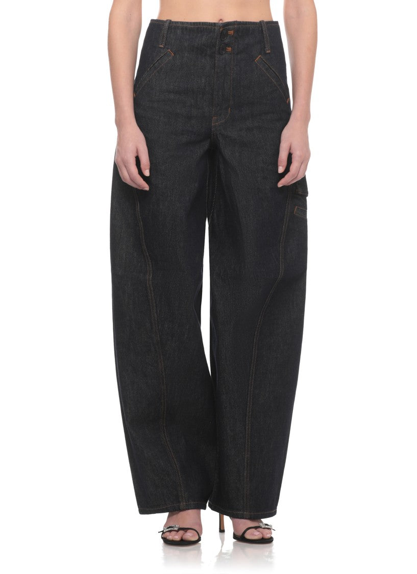 Self-Portrait Blue Cargo High Waist Jeans