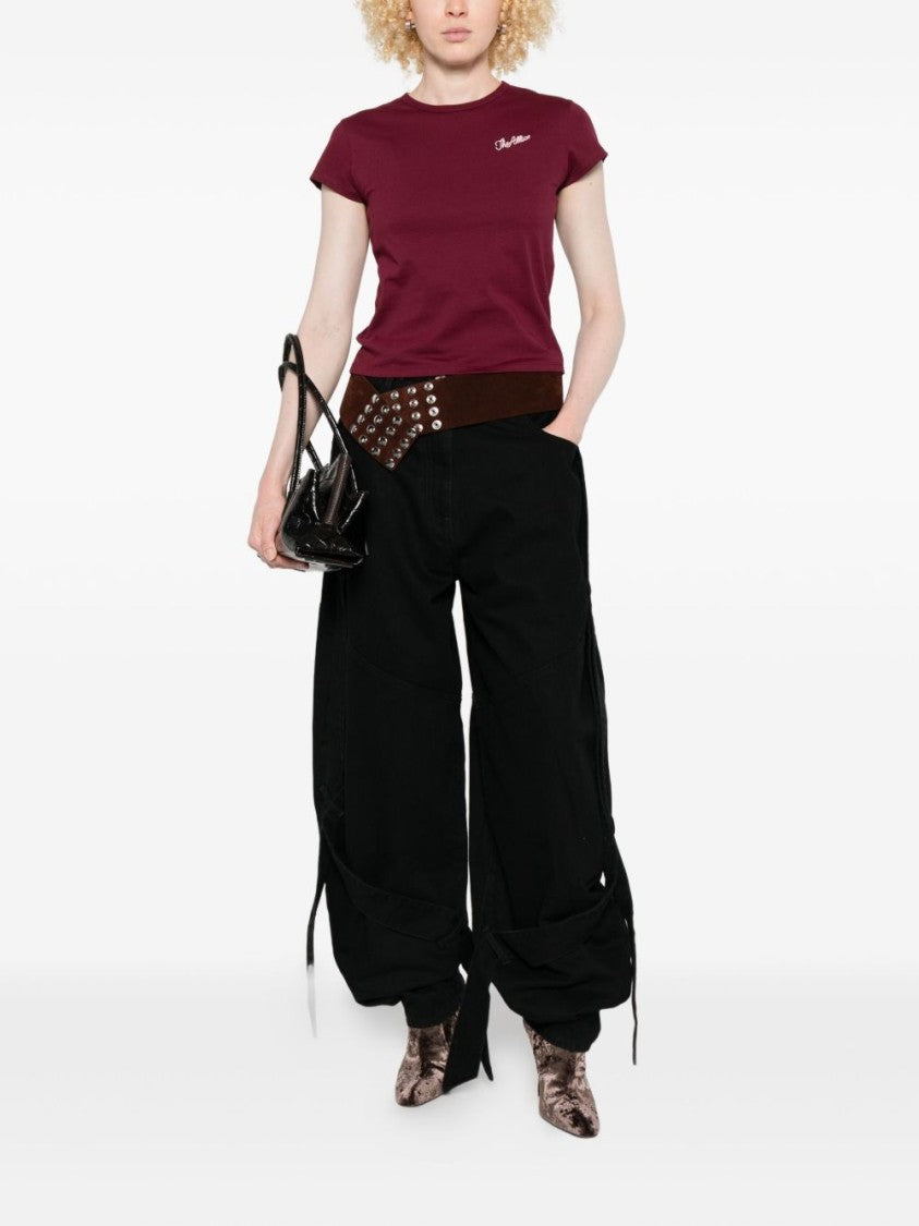 The Attico Bordeaux Cotton T-Shirt With Subtle Logo