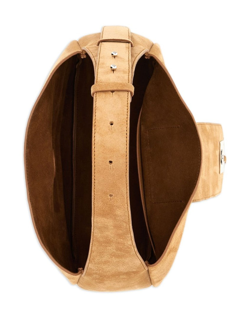 Hogan Structured Shoulder Bag In Warm Beige Calf Leather