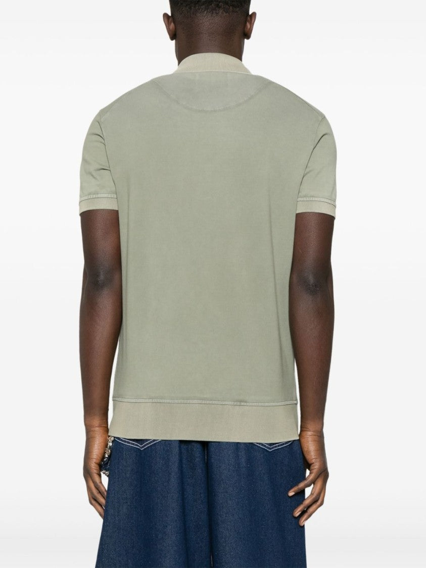 Vivienne Westwood Sage Green Cut-Out Ribbed Trim Polo