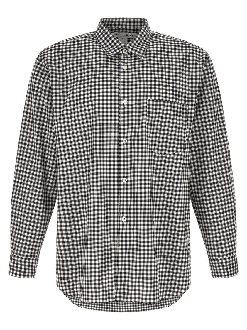 Comme Des Garçons Vichy Print Cotton Poplin Shirt With Mother-Of-Pearl Buttons