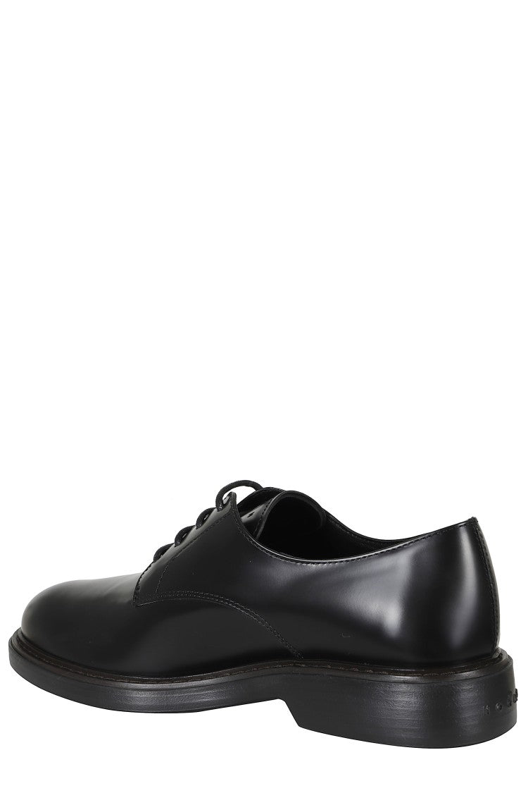 Hogan Black H704 Leather Rubber Sole Leather Lace-Up Shoes