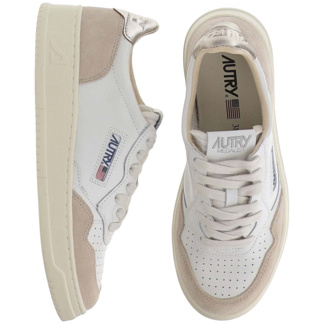 Autry Suede Insert Perforated Leather Sneakers