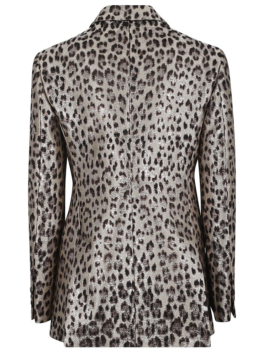 Parosh Spotted Jacquard Double-Breasted Jacket