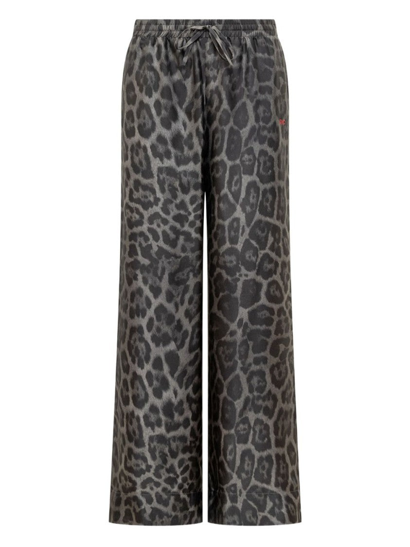 Stella Mccartney Leopard Print Silk Trousers With Drawstring Waistband