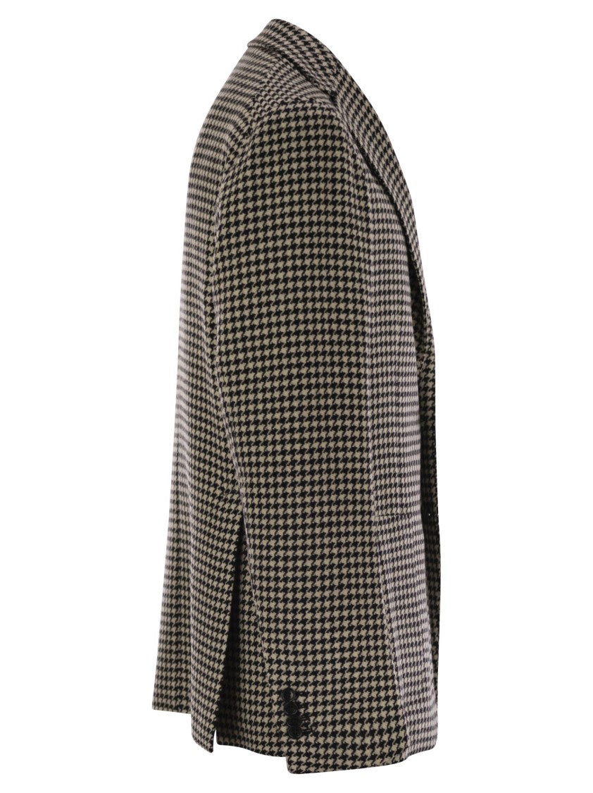 Tagliatore Houndstooth Virgin Wool Blend Jacket