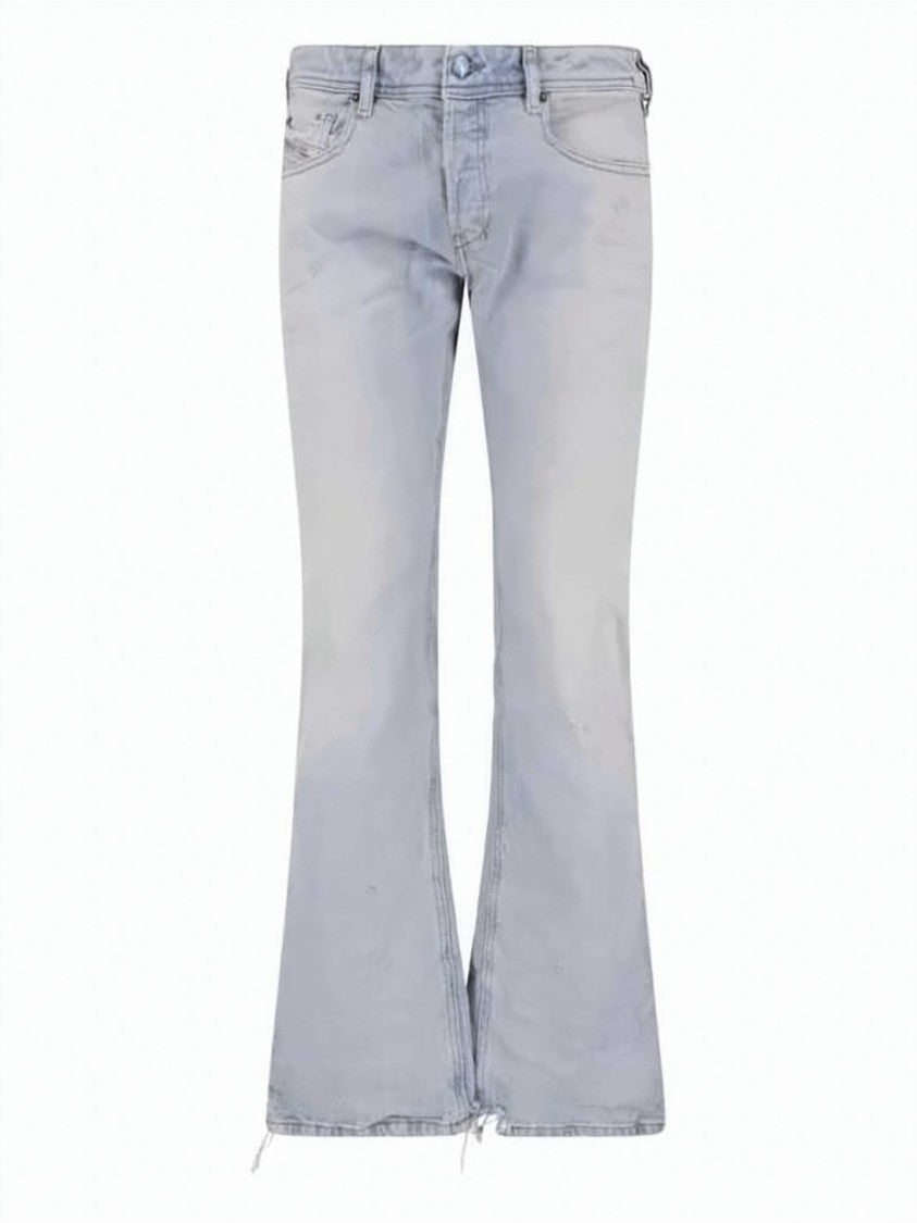 Diesel Light-Washed Denim Flared Pants With Raw Hems