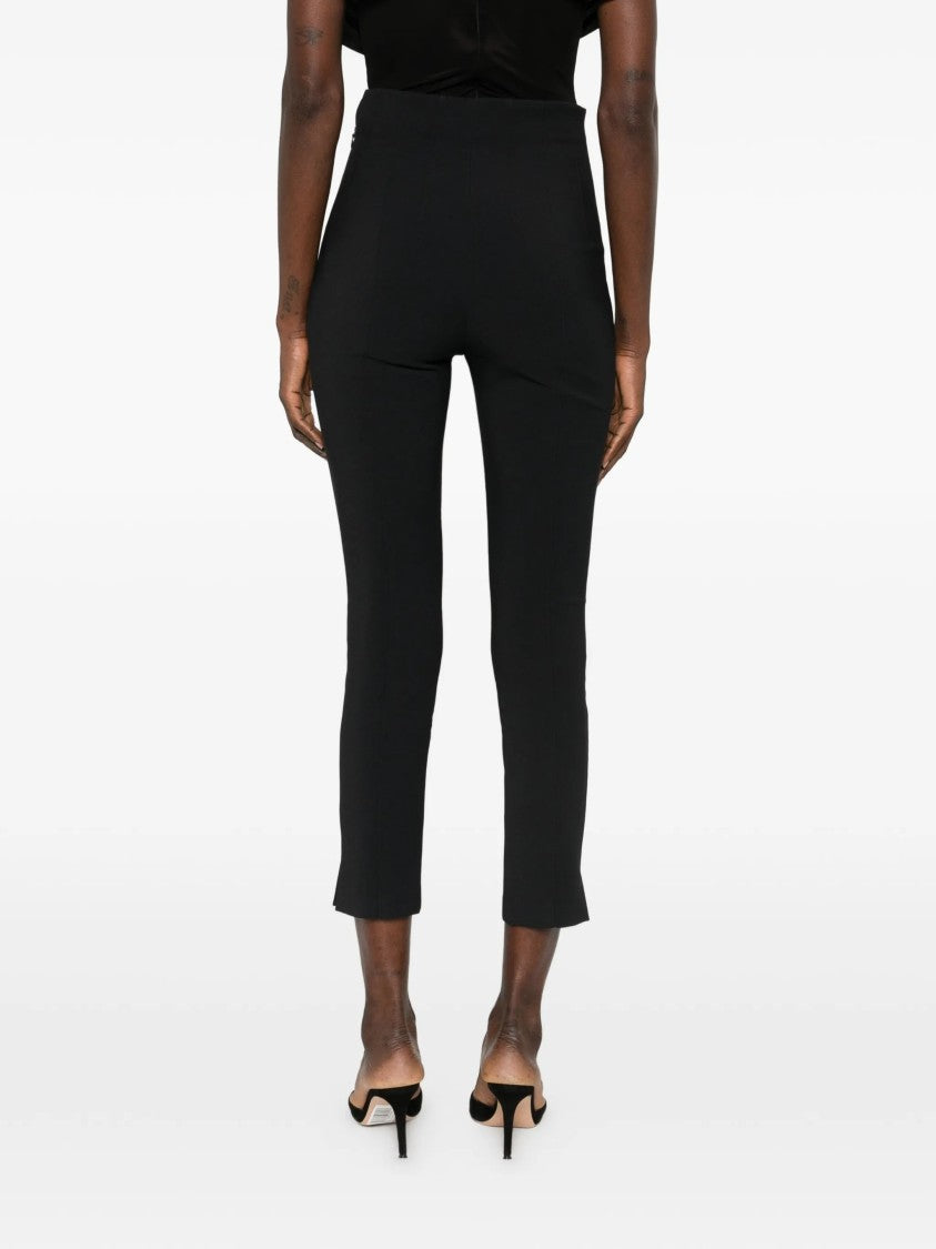 Elisabetta Franchi High-Waisted Cropped Black Double Buckle Pants