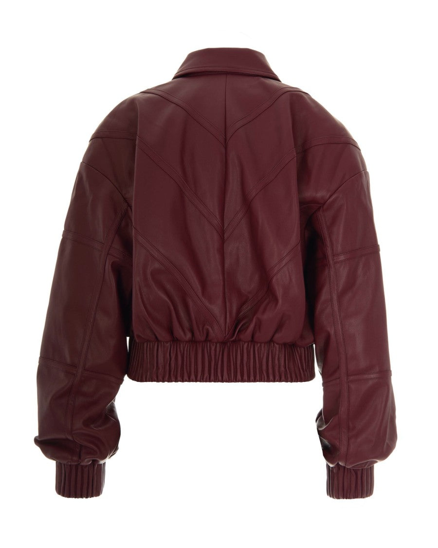 Rotate Burgundy Faux Leather Bomber Jacket