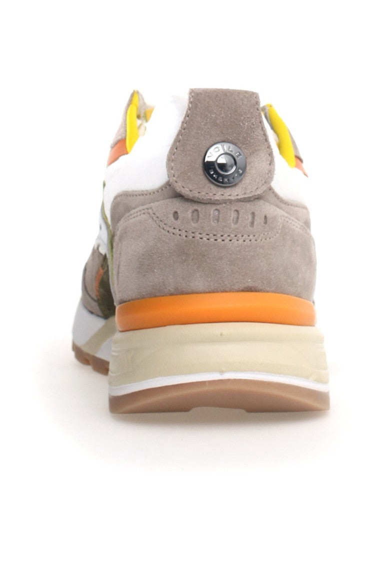 Voile Blanche Beige Suede Sneakers Olive Green Orange
