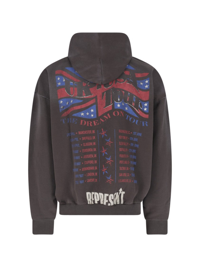Represent Brown Graphic Print Cotton Logo Hoodie