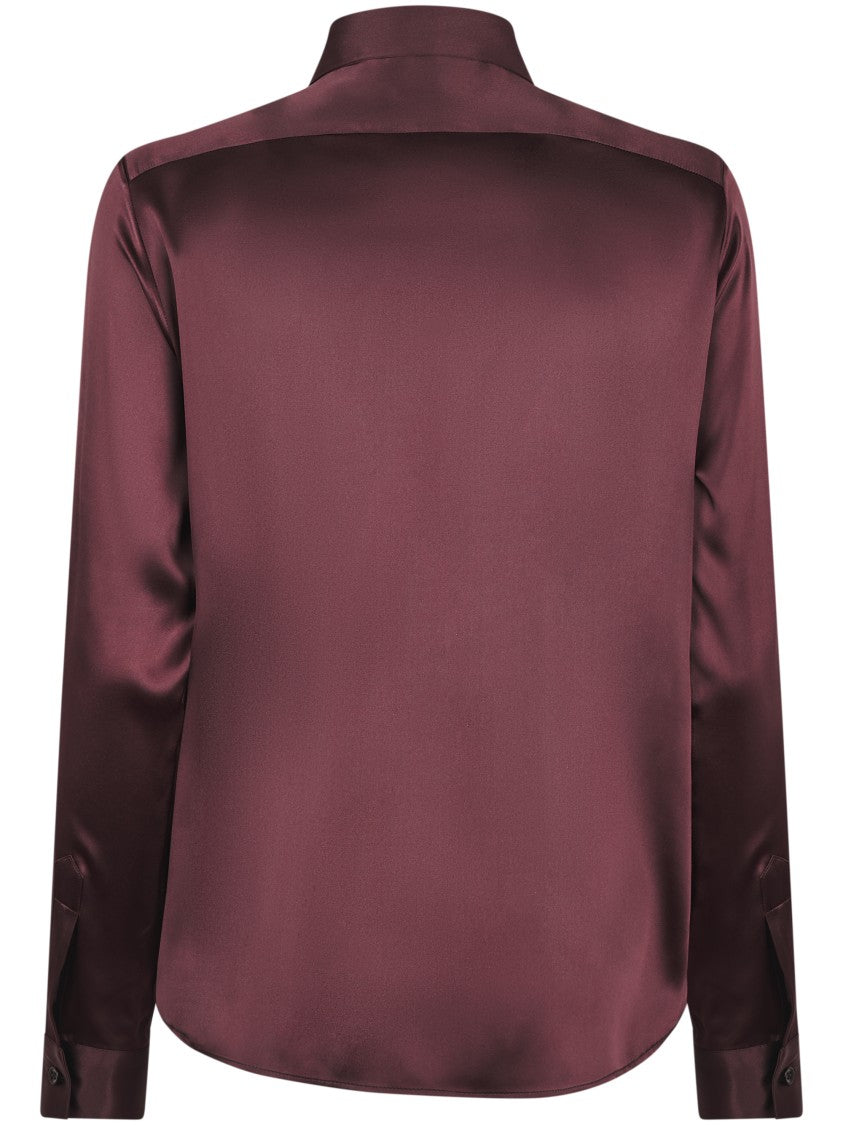 Tagliatore Prune Shirt In Stretch Silk Blend