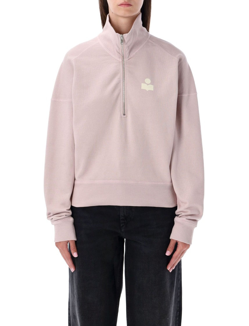Isabel Marant Étoile Half-Zip Relaxed-Fit Sweatshirt With Subtle Embroidery