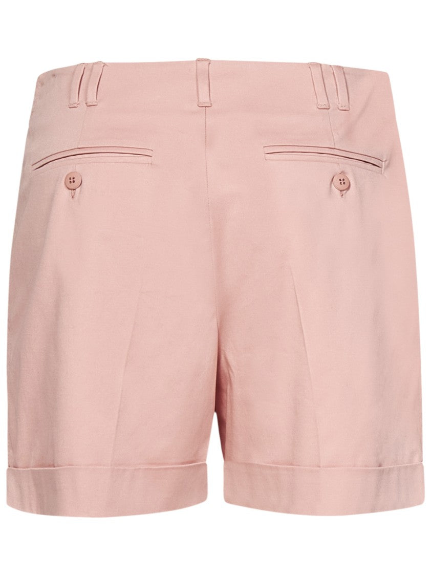Max Mara Pink Stretch Cotton Gabardine Tailored Shorts