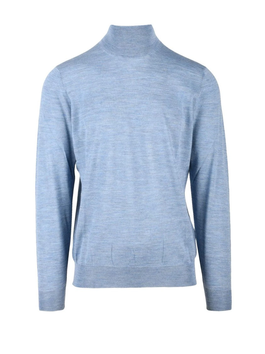 Filippo De Laurentiis High-Rib Mock Neck Cycling Sweater In Light Blue