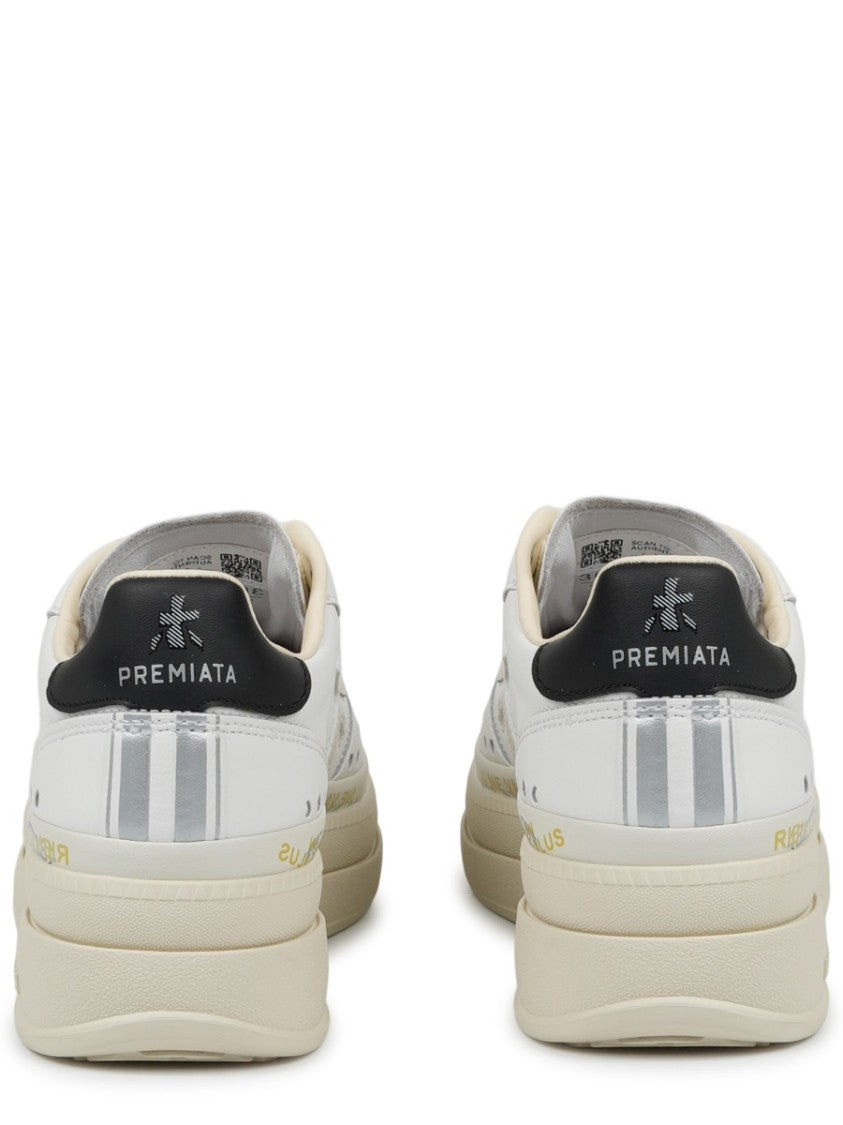 Premiata Off-White Micol Leather Tonal Branding Sneakers