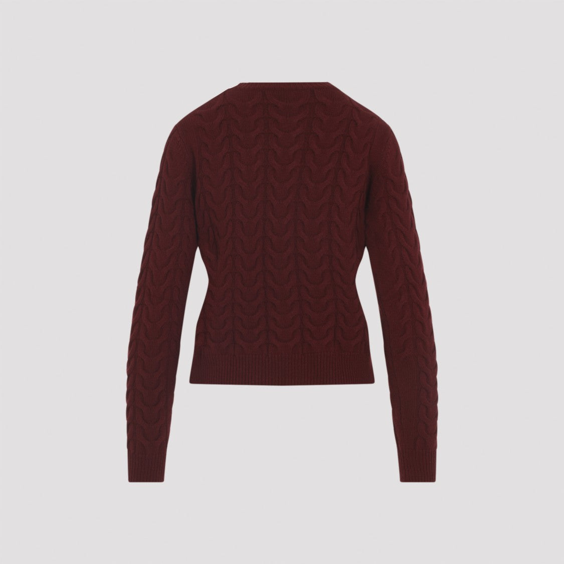 Max Mara Cable Knit Cashmere Sweater In Deep Burgundy