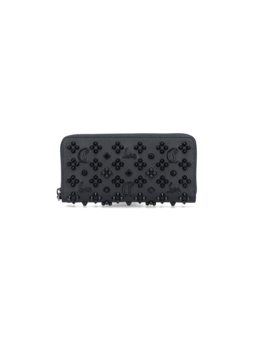 Christian Louboutin Continental Wallet In Textured Black Leather