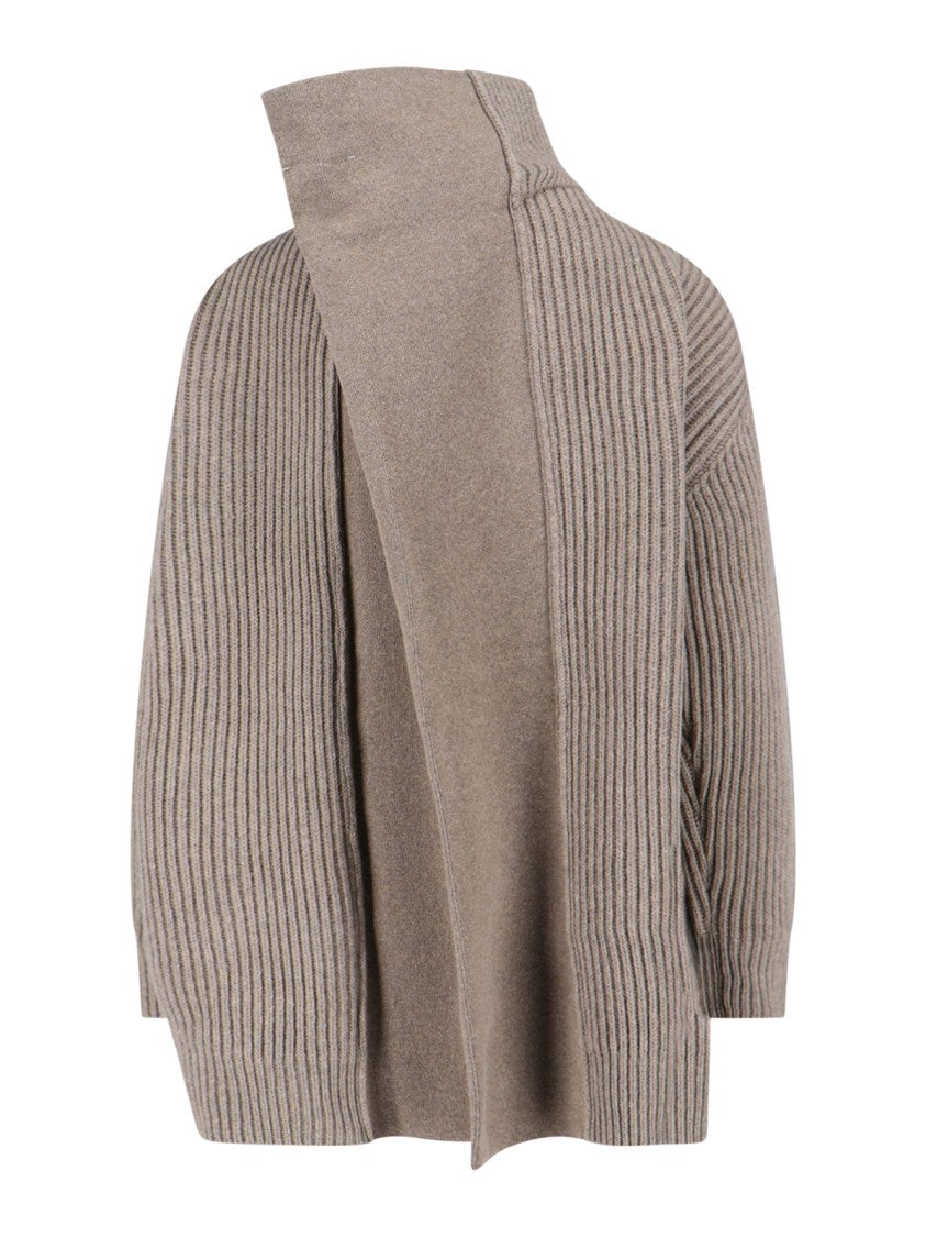 Mm6 By Maison Margiela Zip Virgin Wool Sweater – Grey