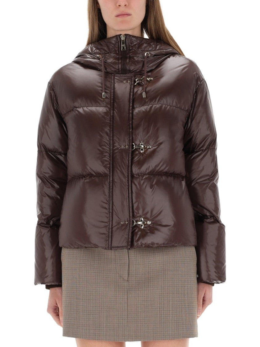 Fay Hooded Metallic Closure Down Jacket