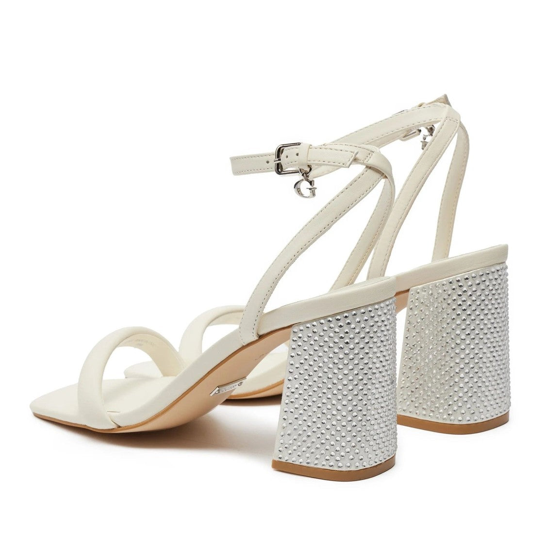 Guess White Gelectra Embellished Block Heel Sandals