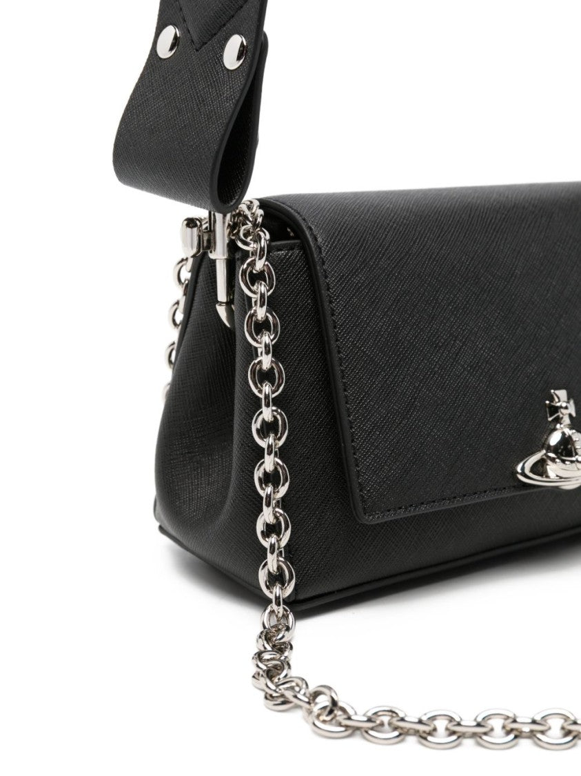 Vivienne Westwood Structured Handbag With Flap Closure And Silver-Tone Emblem