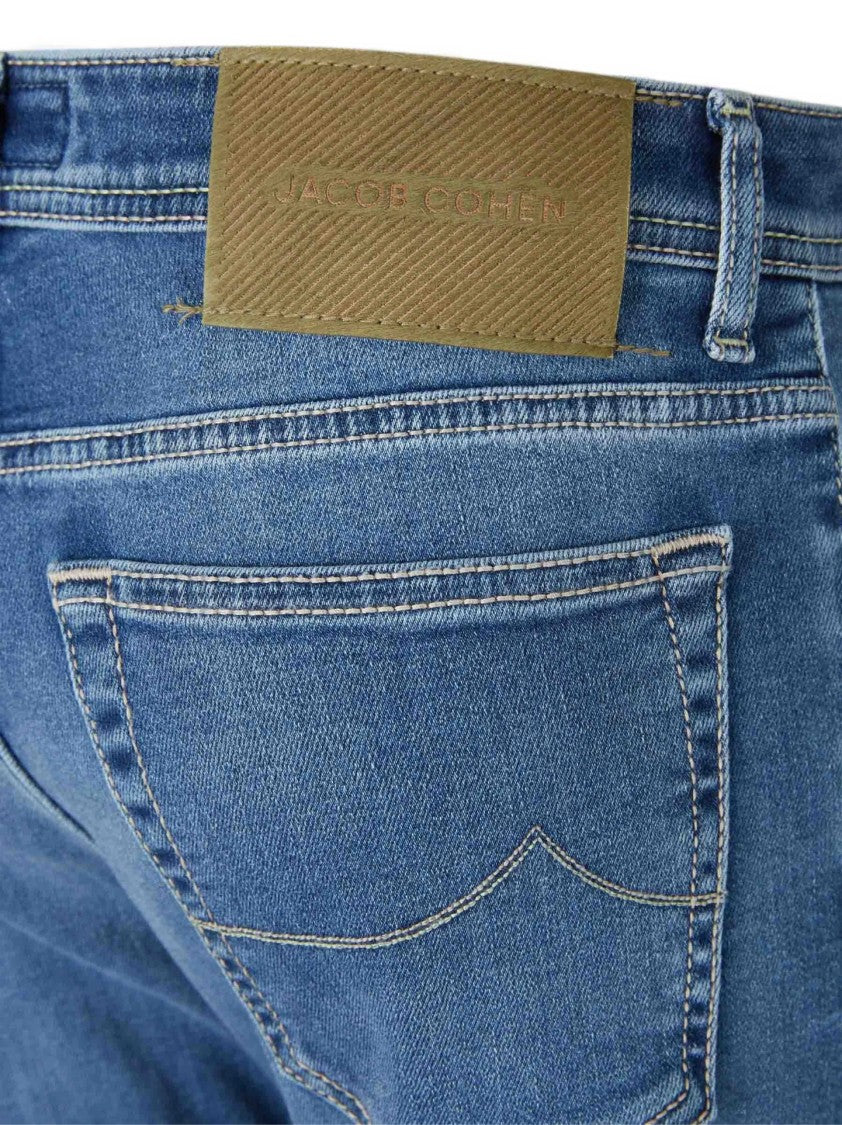 Jacob Cohen Slim-Fit Blue Wash Jeans With Five Pockets And Logo Detail