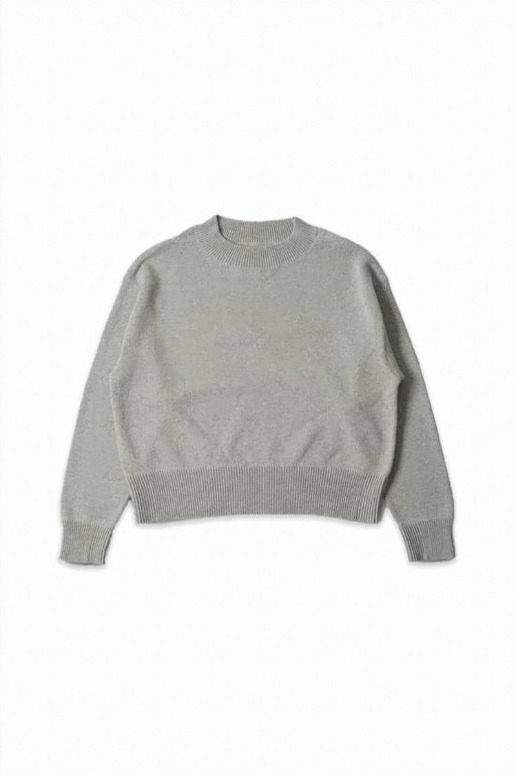 Margaret Howell Cropped Grey Sweater With Crew Neckline
