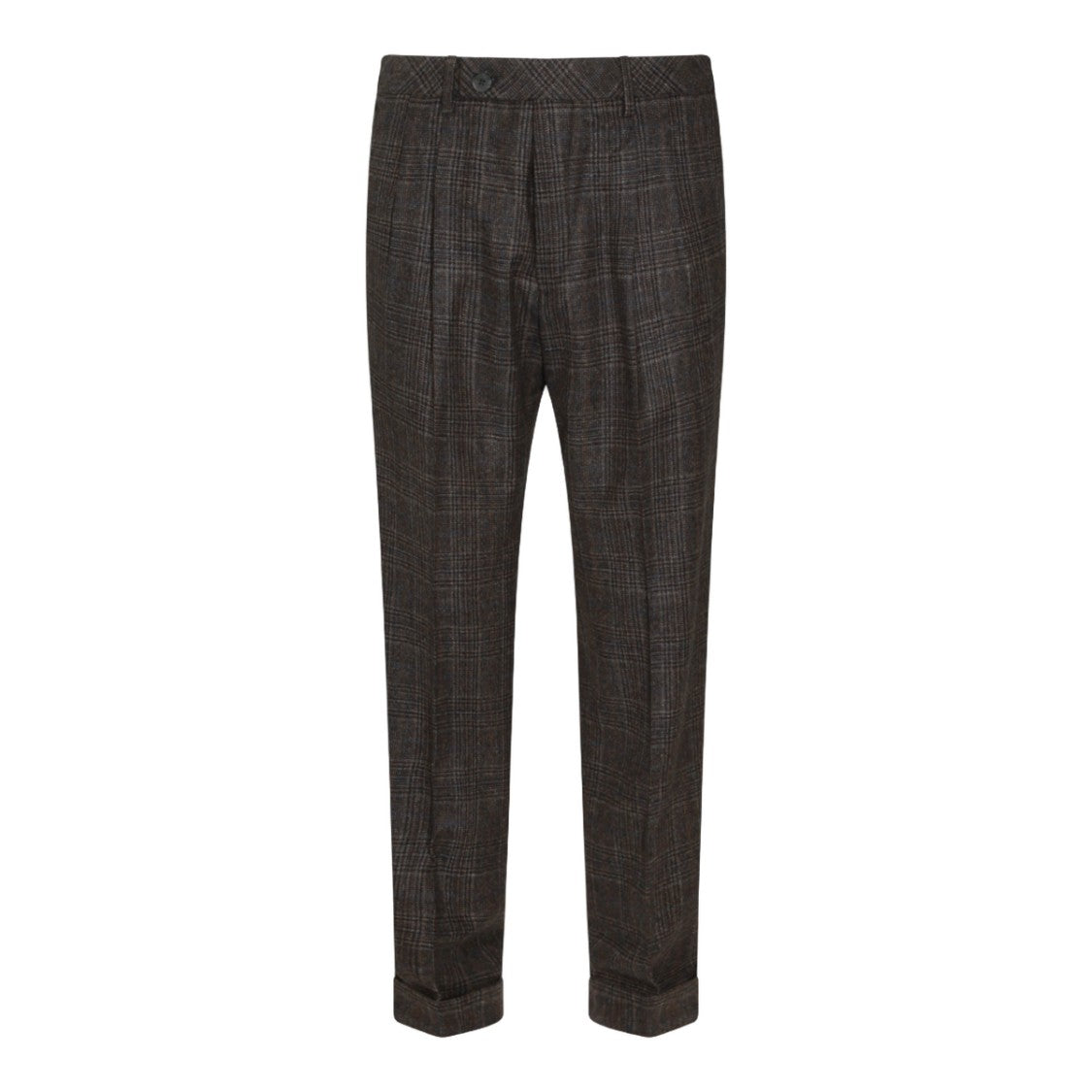 Gta Il Pantalone Tailored Dark Plaid Trousers With Cuffed Hems