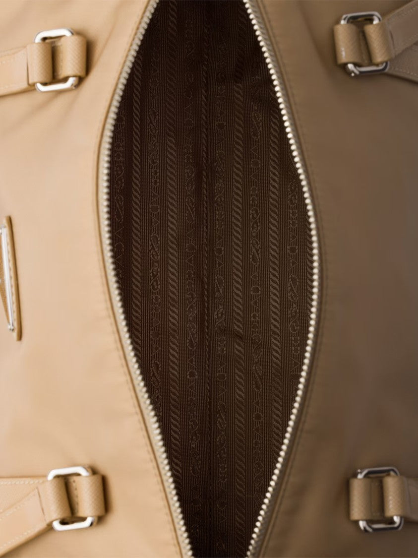 Prada Neutral Bauletto Matte Finish Handbag