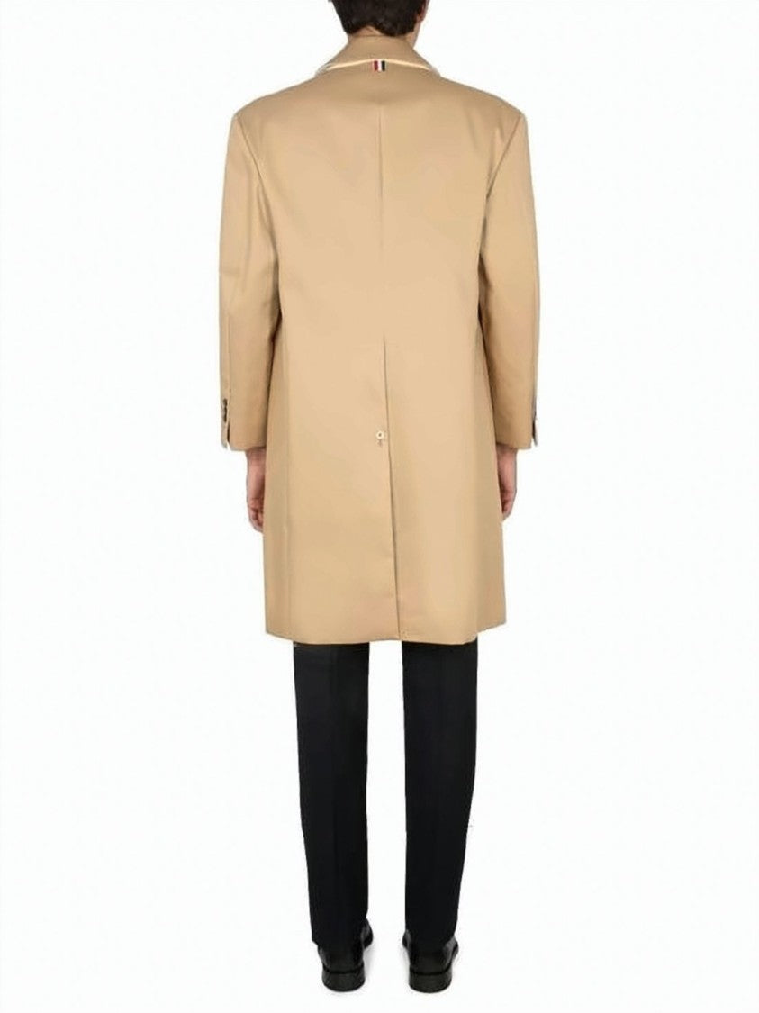 Thom Browne Tailored Mid-Length Coat With Clean Lines And Minimalist Design