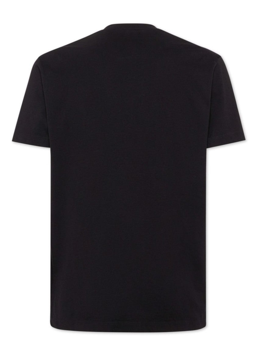 Dsquared2 Stylized Logo Black T-Shirt With Crew Neckline