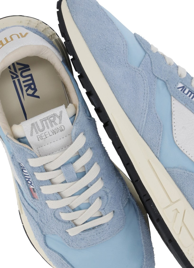 Autry Light Blue Reelwind Low Suede-Blend Sneakers