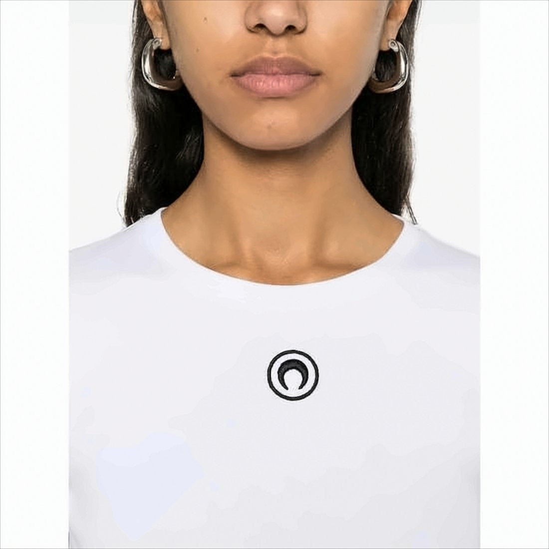 Marine Serre Fitted Short-Sleeve Organic Cotton T-Shirt With Embroidered Detail