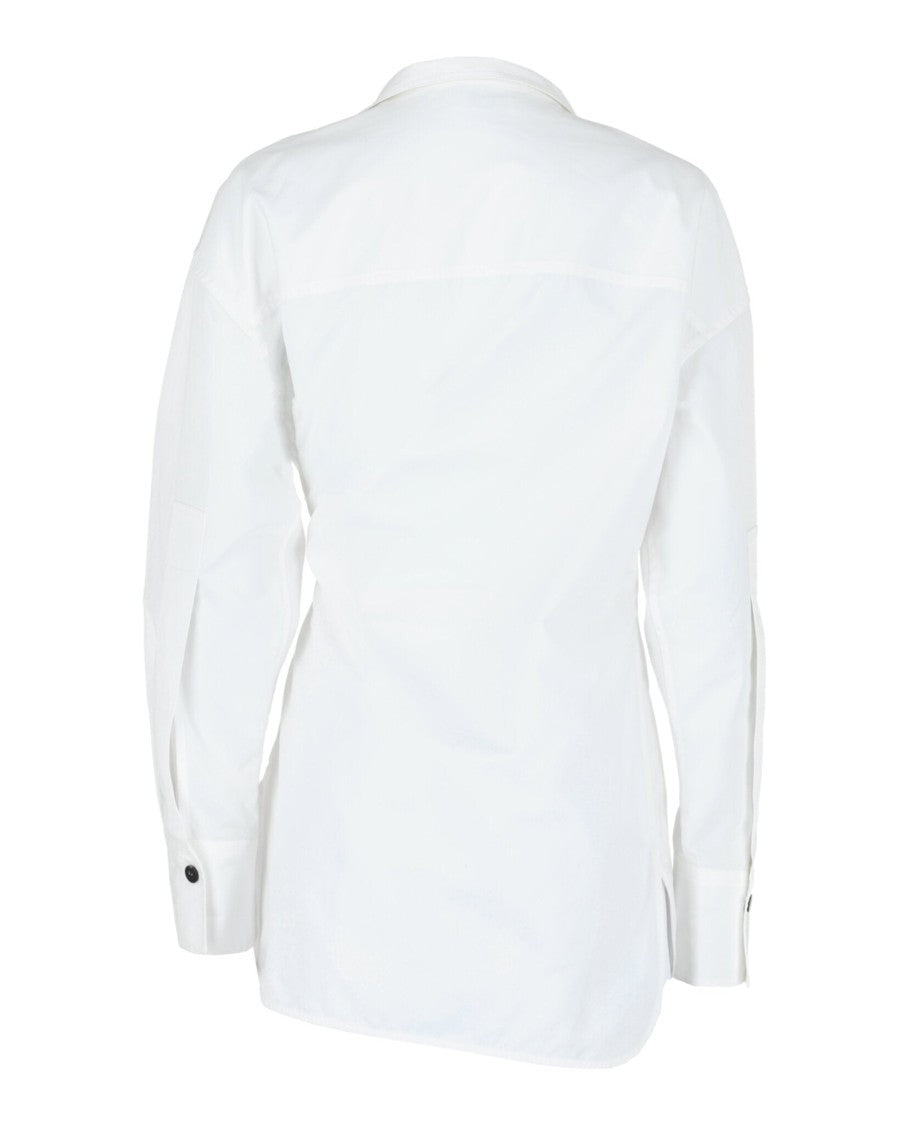 Ferragamo Asymmetric Cotton Dress Shirt With Crossover Front