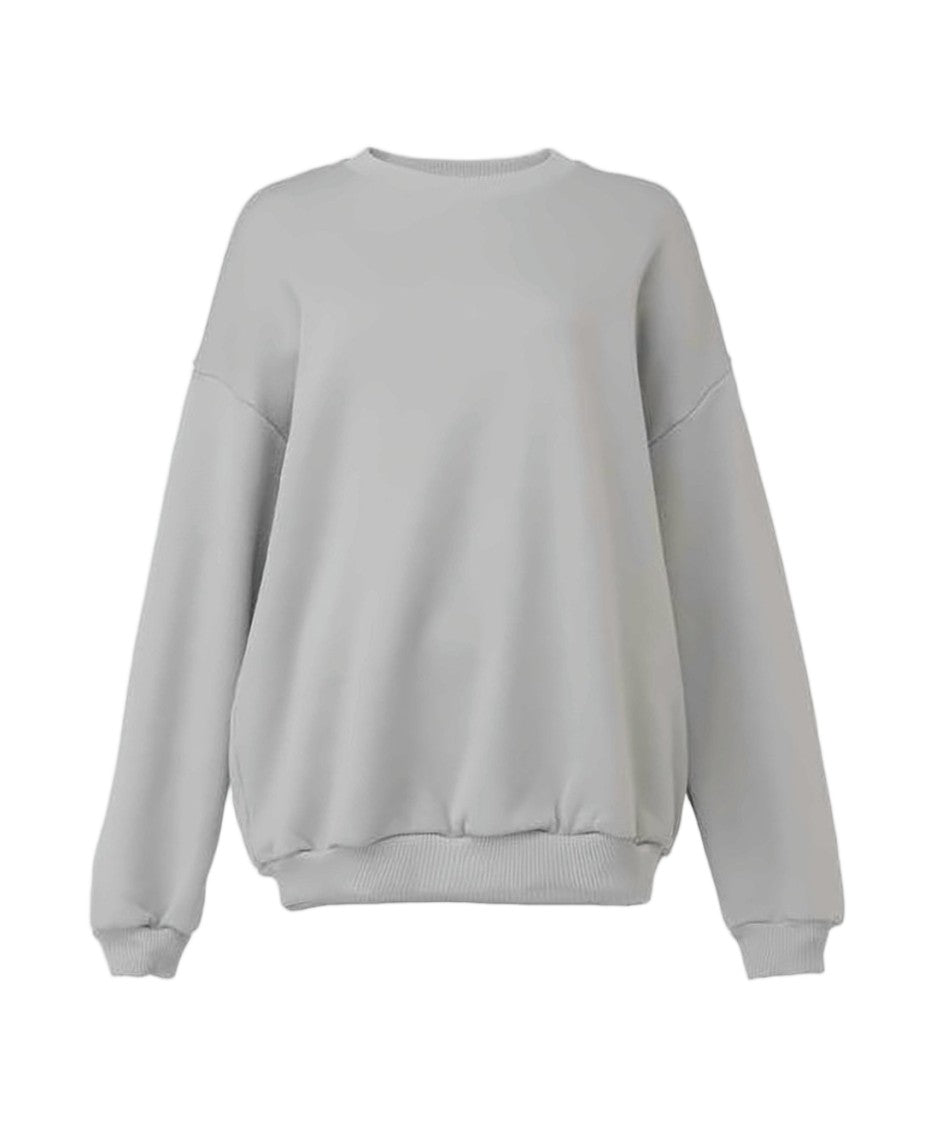 Baserange Relaxed Fit Long-Sleeved Pullover Top In Soft Grey