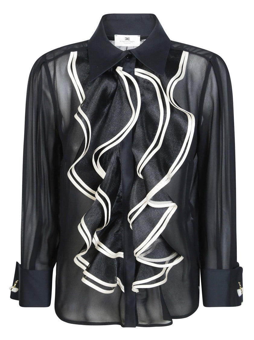 Elisabetta Franchi Sheer Ruffled Blouse
