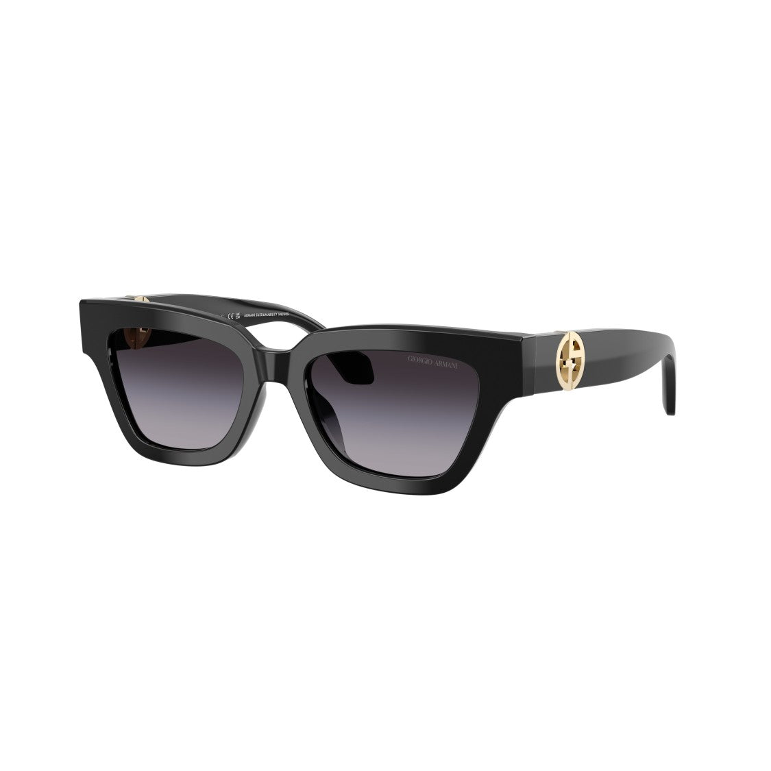 Giorgio Armani 0Ar8246u Bold Rectangular Black Acetate Sunglasses With Gold Logo