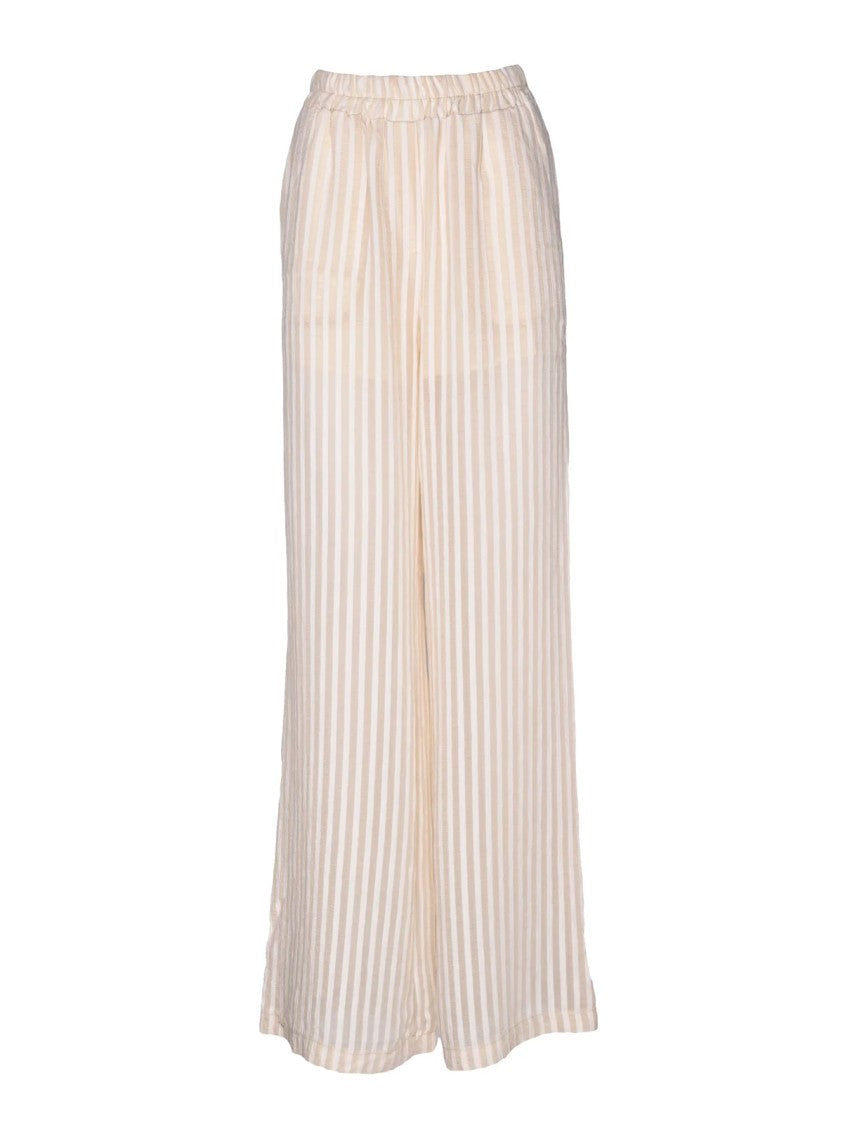 Icona Relaxed Wide-Leg Striped Trousers With Elastic Waistband