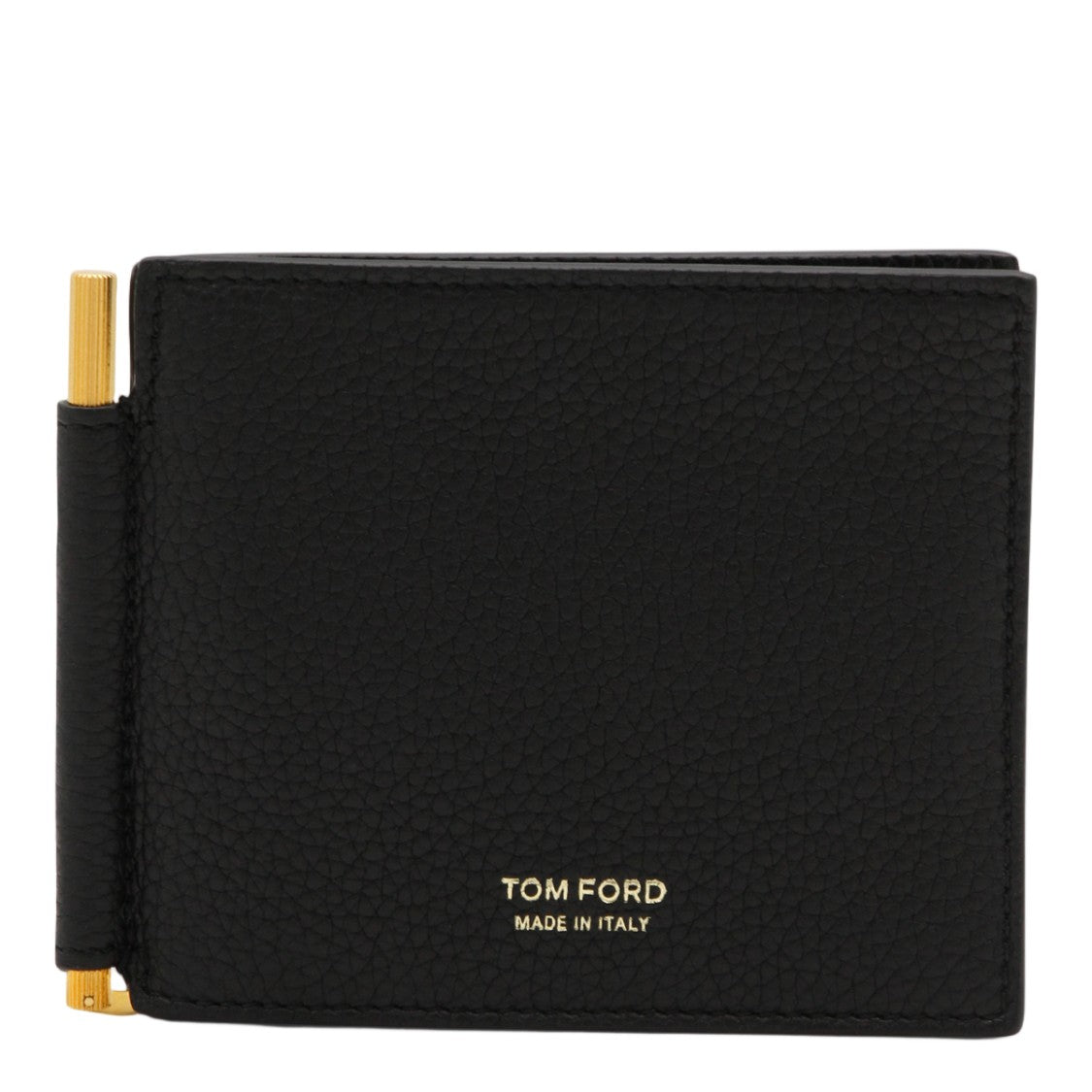 Tom Ford Compact Bifold Wallet With Textured Leather And Gold Accents