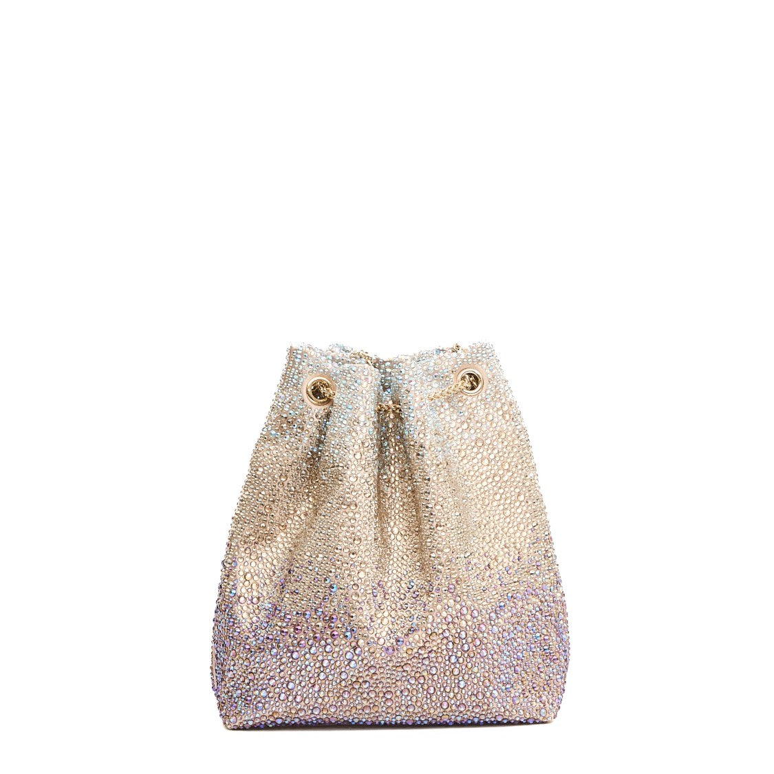 Twentyfourhaitch Strass-Embellished Multicolor Bucket Bag With Chain Strap